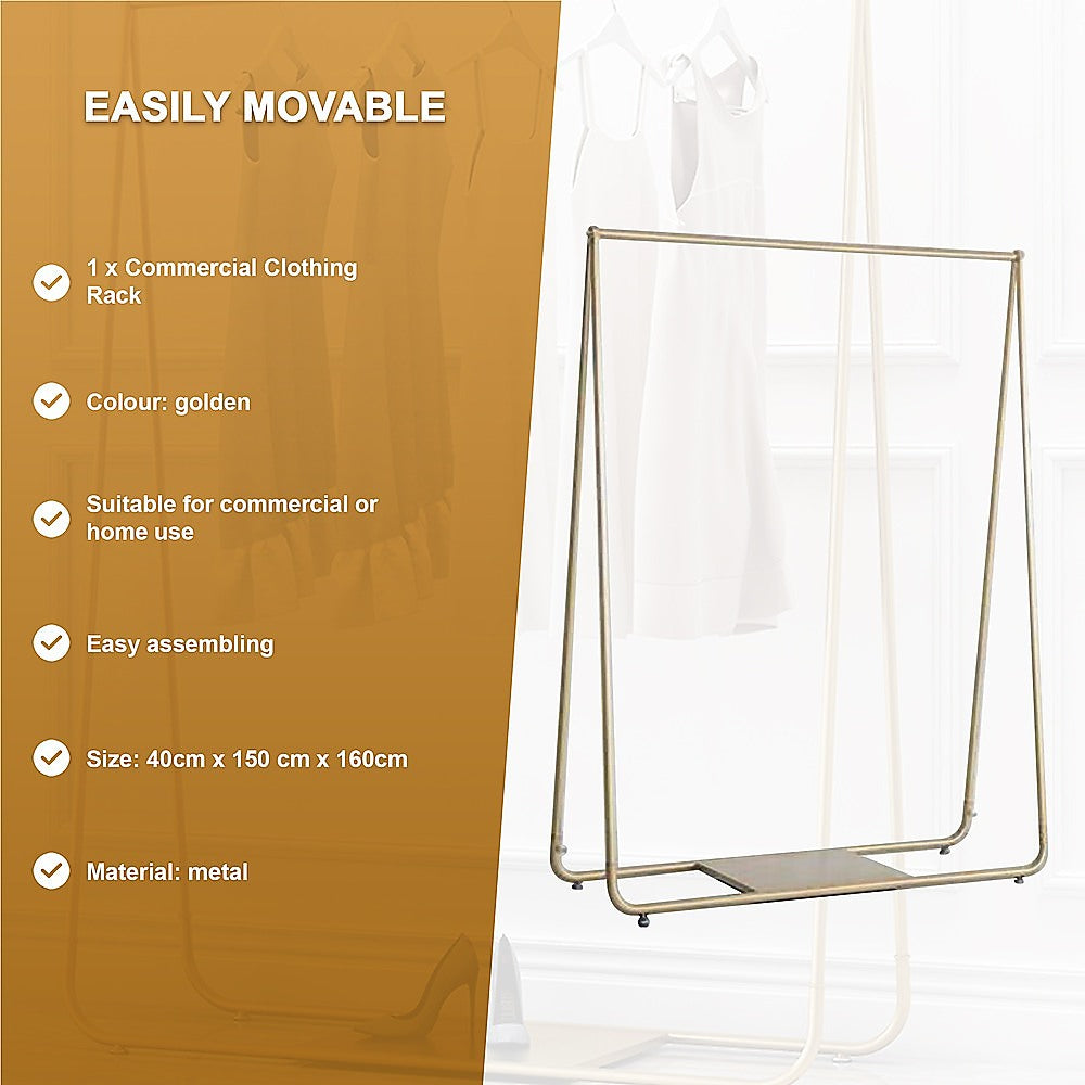 Gold commercial garment display rack, view 7