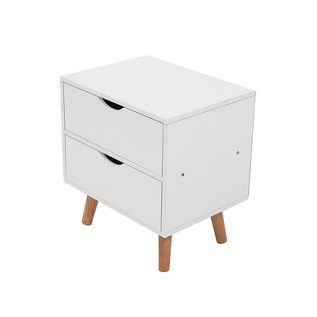 Bedside Table with 2 Drawers — Scandinavian-Inspired Nightstand in White — Allure Home Collections