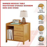 Bamboo Bedside Table Nightstand with 3 Drawers and Open Shelf — Allure Home Collections
