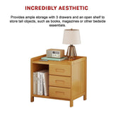 Bamboo Bedside Table Nightstand with 3 Drawers and Open Shelf — Allure Home Collections