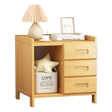 Bamboo Bedside Table Nightstand with 3 Drawers and Open Shelf — Allure Home Collections