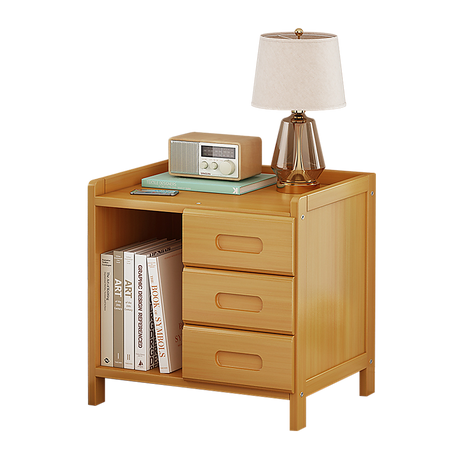 Bamboo Bedside Table Nightstand with 3 Drawers and Open Shelf — Allure Home Collections