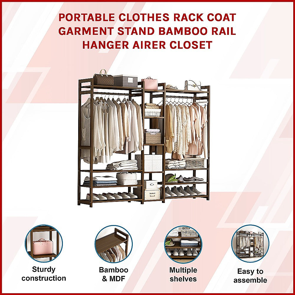 Elegant Bamboo Portable Clothes Rack and Hanger