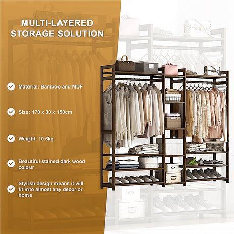 Elegant Bamboo Portable Clothes Rack and Hanger