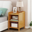 Espinho natural bamboo bedside table in a minimalist bedroom