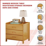 Bamboo Bedside Table Nightstand with 3 Drawers and Waterproof Surface — Allure Home Collections