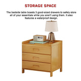 Bamboo Bedside Table Nightstand with 3 Drawers and Waterproof Surface — Allure Home Collections
