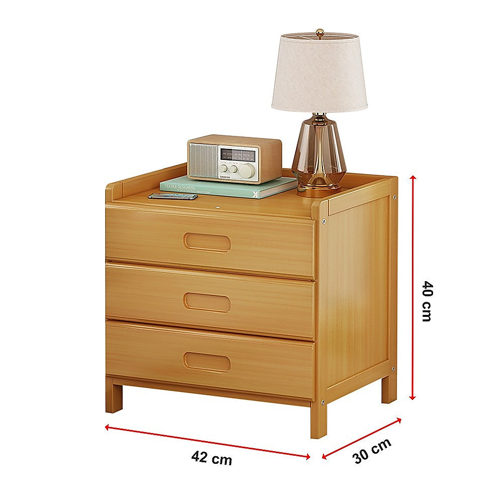 Bamboo Bedside Table Nightstand with 3 Drawers and Waterproof Surface — Allure Home Collections