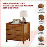Bamboo Bedside Table Nightstand with 3 Drawers and Waterproof Surface — Allure Home Collections