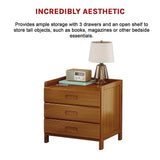 Bamboo Bedside Table Nightstand with 3 Drawers and Waterproof Surface — Allure Home Collections