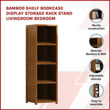 Randy and Travis Bamboo Adjustable Shelf Bookcase — 5 Tiers, Natural — Allure Home Collections