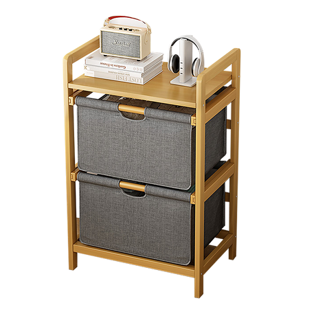 Bamboo Shelf with Removable Storage Hamper