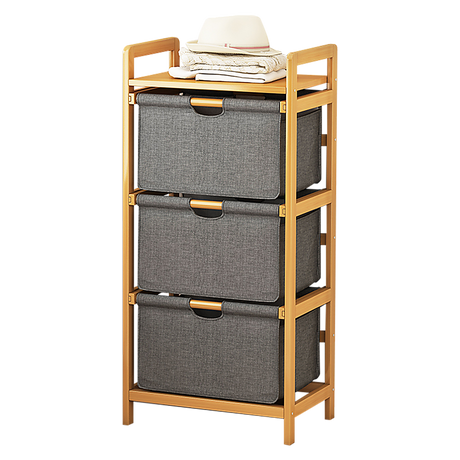 Bamboo Storage Shelf with Removable Hampers