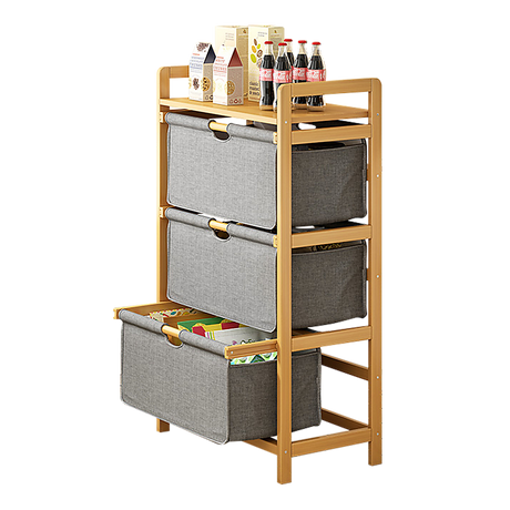 Bamboo Storage Shelf with Removable Hampers