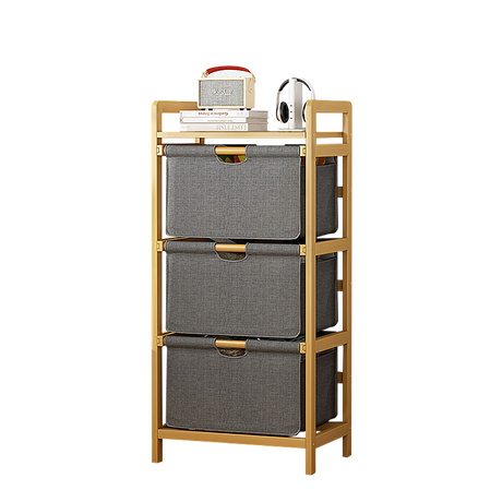 Bamboo Storage Shelf with Removable Hampers