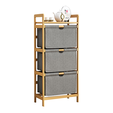 Bamboo Storage Shelf with Removable Hampers
