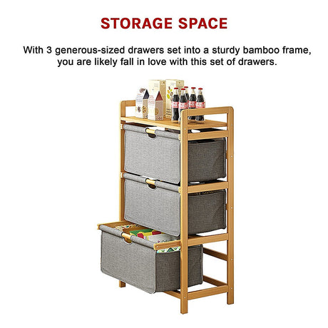 Bamboo Storage Shelf with Removable Hampers