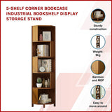 Industrial 5-Shelf Corner Bookcase