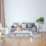Marble polypropylene floor rug grey 200x300cm