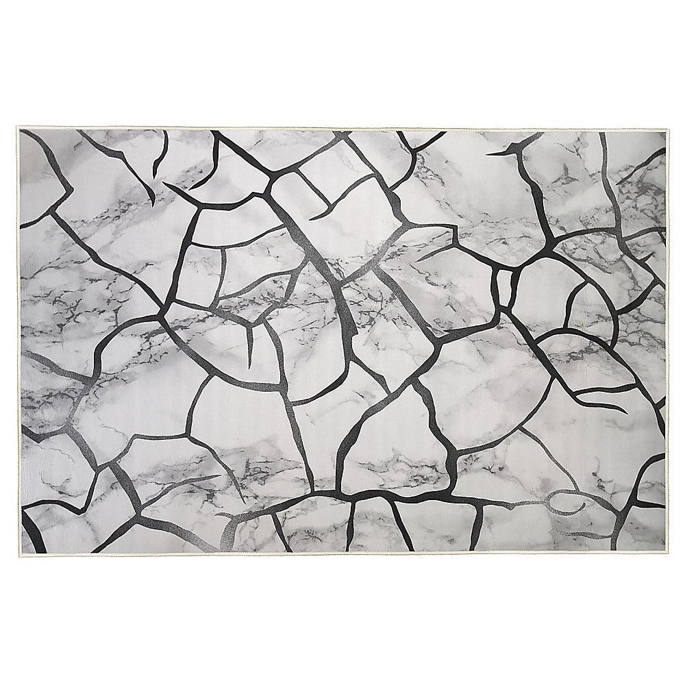 Marble polypropylene floor rug grey 200x300cm