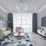 Triangle geometric polypropylene floor rug blue 200x300cm