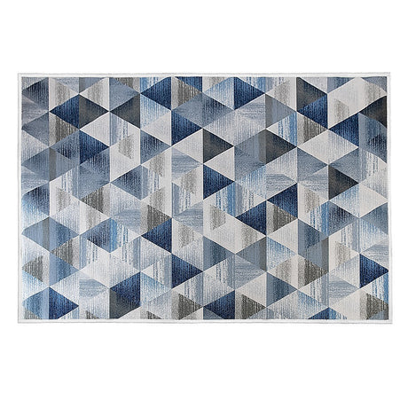Triangle geometric polypropylene floor rug blue 200x300cm