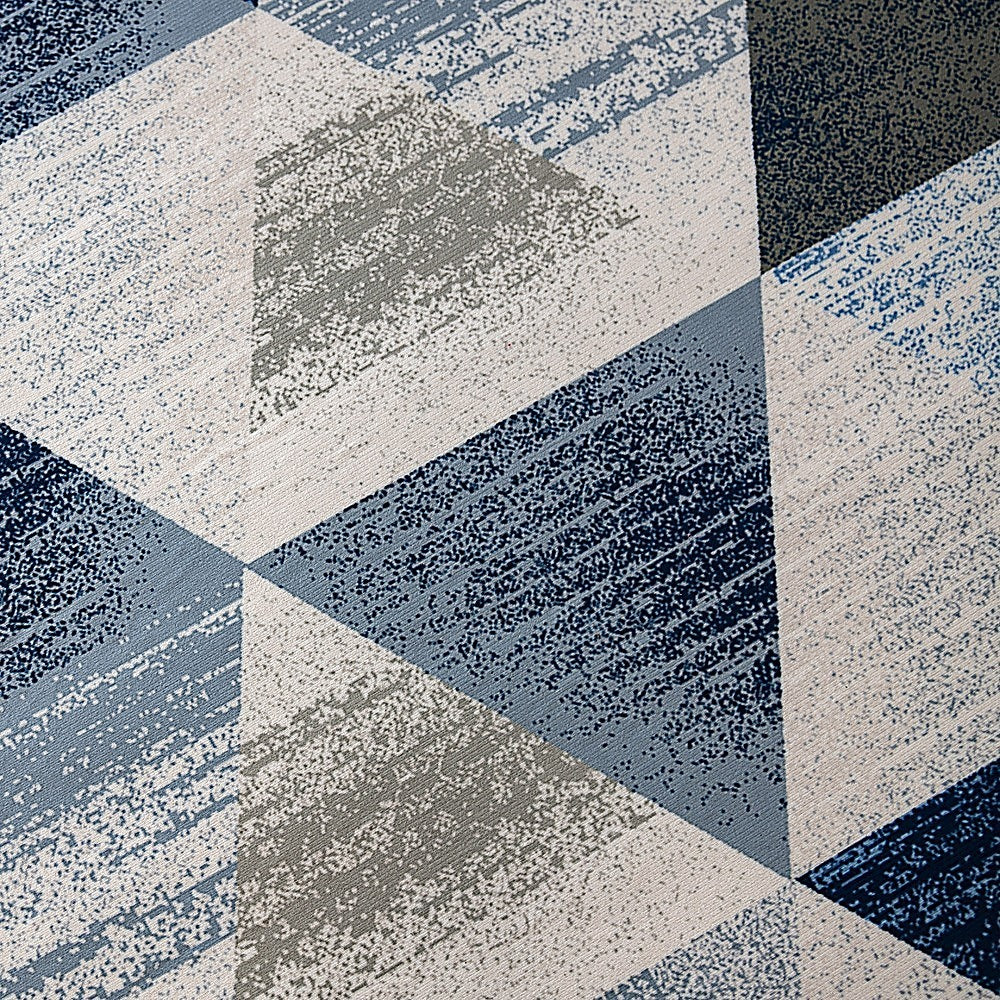 Triangle geometric polypropylene floor rug blue 200x300cm