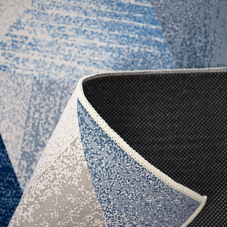 Triangle geometric polypropylene floor rug blue 200x300cm