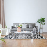 Geometric polypropylene floor rug black and white 200x300cm