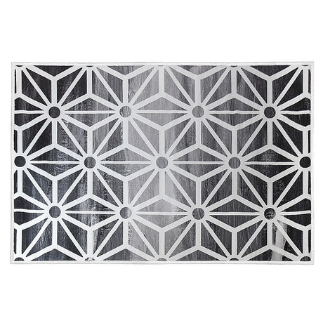 Geometric polypropylene floor rug black and white 200x300cm