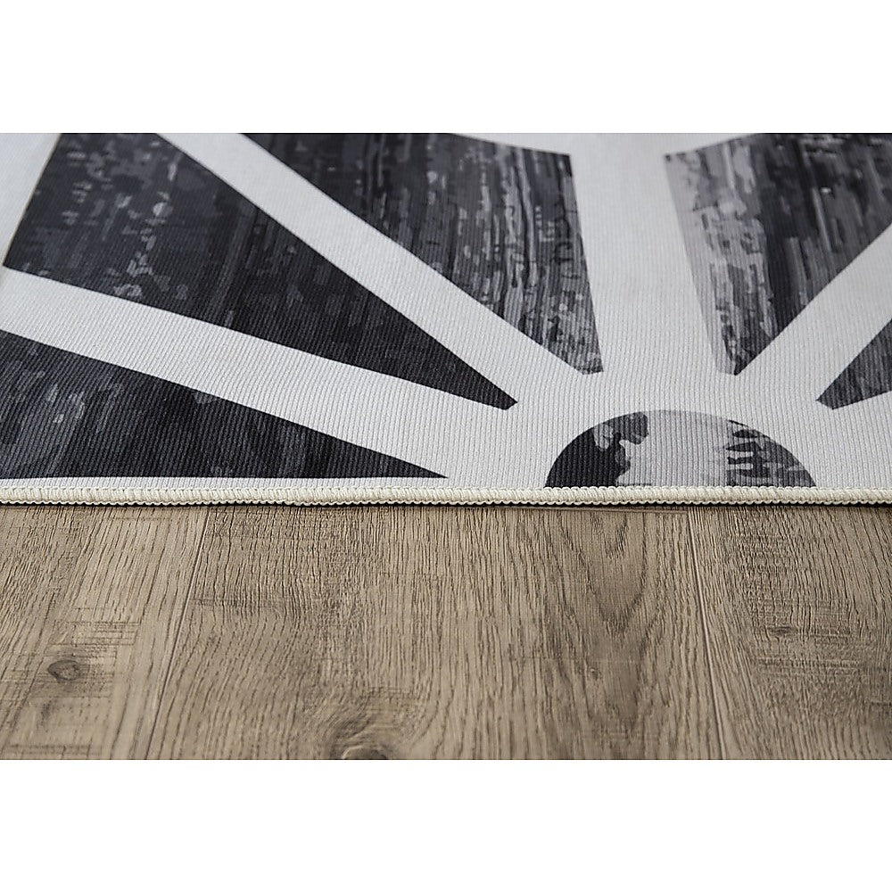 Geometric polypropylene floor rug black and white 200x300cm