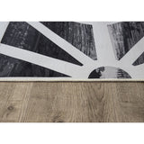 Geometric polypropylene floor rug black and white 200x300cm