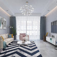 Chevron stripe polypropylene floor rug blue 200x300cm