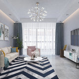 Chevron stripe polypropylene floor rug blue 200x300cm