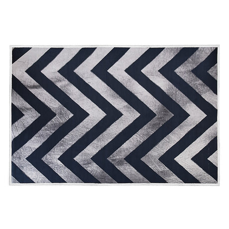 Chevron stripe polypropylene floor rug blue 200x300cm