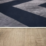 Chevron stripe polypropylene floor rug blue 200x300cm