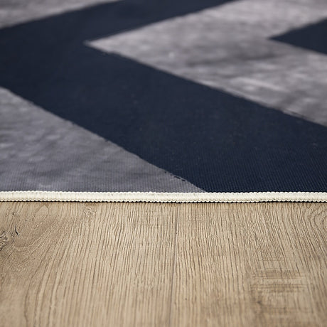 Chevron stripe polypropylene floor rug blue 200x300cm