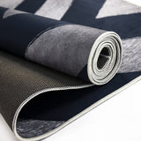 Chevron stripe polypropylene floor rug blue 200x300cm