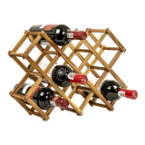 Wooden Wine Rack Freestanding 10 Bottle Countertop Pine view 1