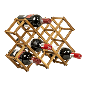 Wooden Wine Rack Freestanding 10 Bottle Countertop Pine view 1