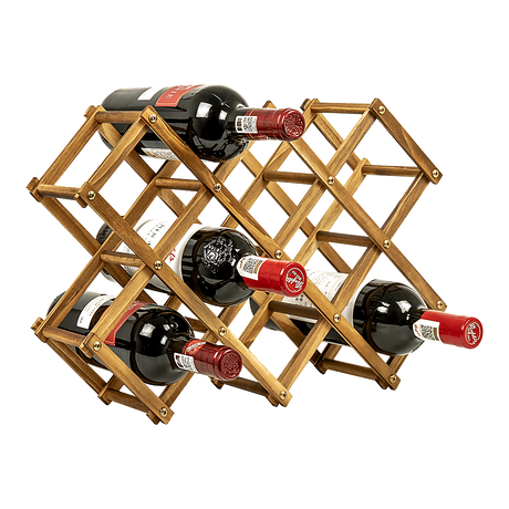 Wooden Wine Rack Freestanding 10 Bottle Countertop Pine view 1