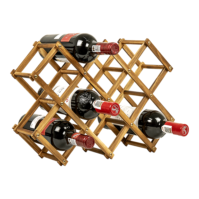 Wooden Wine Rack Freestanding 10 Bottle Countertop Pine view 1