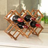 Wooden Wine Rack Freestanding 10 Bottle Countertop Pine view 2