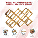 Wooden Wine Rack Freestanding 10 Bottle Countertop Pine view 3