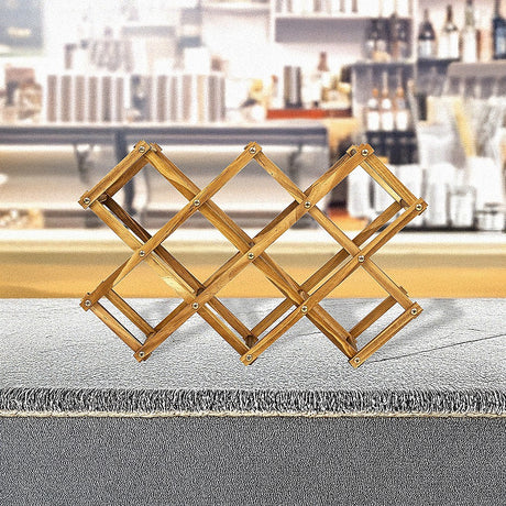 Wooden Wine Rack Freestanding 10 Bottle Countertop Pine view 7