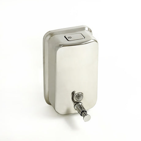 Stainless steel wall mounted soap dispenser with 1000 mL capacity and manual pump