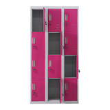 12-Door Steel Storage Locker, Grey with Pink Doors, key lock - image 4