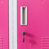 12-Door Steel Storage Locker, Grey with Pink Doors, key lock - image 6