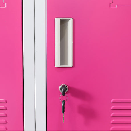 12-Door Steel Storage Locker, Grey with Pink Doors, key lock - image 6