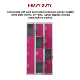 12-Door Steel Storage Locker, Grey with Pink Doors, key lock - image 11